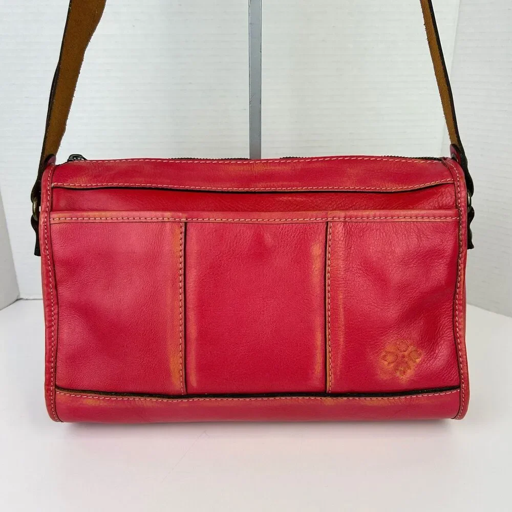 Patricia Nash Red Leather Crossbody Bag Purse Distressed Classic Western Pockets